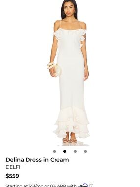DELFI Delina Ruffle-Trim Cream Maxi Dress